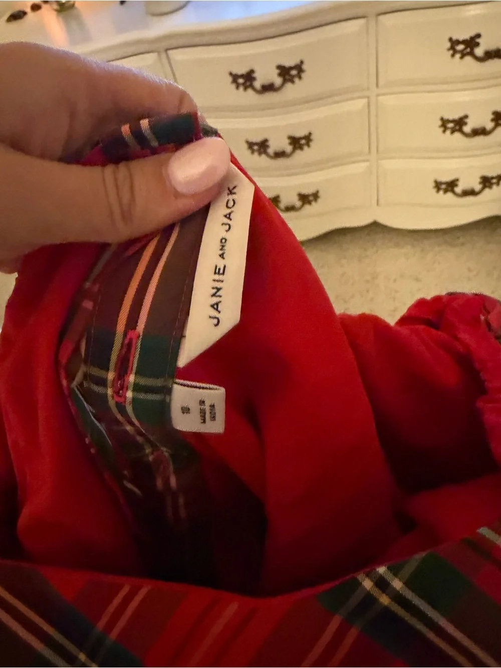 Red Plaid Puff-Sleeve Kids Dress